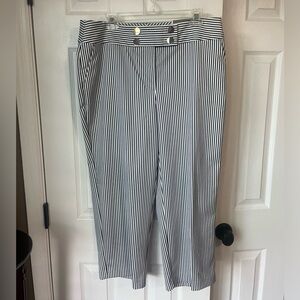 New Chico’s Blue & White Striped Crop Pants. Chico’s Size 2 (=Size 12) NWT!
